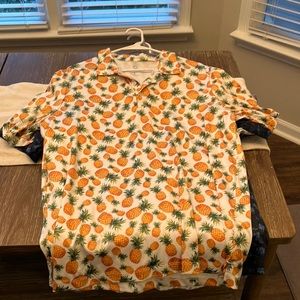 Pineapple print stretch golf polo - large